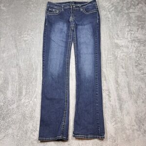 Clash Y2K Low Rise Bootcut Jeans Womens 9 Flare Stretch Blue Denim 2000s